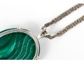 Pair Of Striking Sterling Malachite Jewelry Pieces, Assorted Motifs