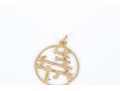 14k Yellow Gold Handsome Round Chinese Calligraphy Pendant