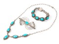 Lot Of Striking Turquoise Blue Color Southwestern Style Sterling Silver Jewelry Pieces