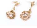 14k Yellow Gold Collection Of Filigree Framed Earrings, Including Cameo And Cz Set