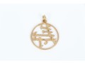 14k Yellow Gold Handsome Round Chinese Calligraphy Pendant
