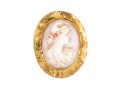 10k Yellow Gold Small Wide Framed Pink Cameo Brooch/pendant