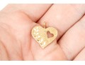 14k Yellow Gold Striking Diamond Cut And Sandblasted Finished Heart Charm