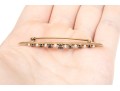 14k Gold Beautiful Vintage Sapphire And Seed Pearl Bar Pin, App. 0.50 TCW