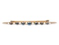 14k Gold Beautiful Vintage Sapphire And Seed Pearl Bar Pin, App. 0.50 TCW