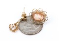 14k Yellow Gold Collection Of Filigree Framed Earrings, Including Cameo And Cz Set