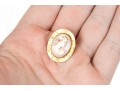 10k Yellow Gold Small Wide Framed Pink Cameo Brooch/pendant