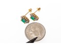 14k Yellow Gold Emerald And Diamond Halo Earrings, 10k Clutches
