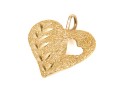 14k Yellow Gold Striking Diamond Cut And Sandblasted Finished Heart Charm