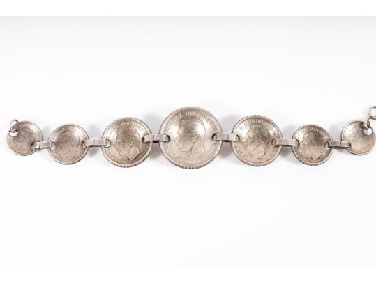1940's Australian Silver Coin Trench Art Endearment Bracelet