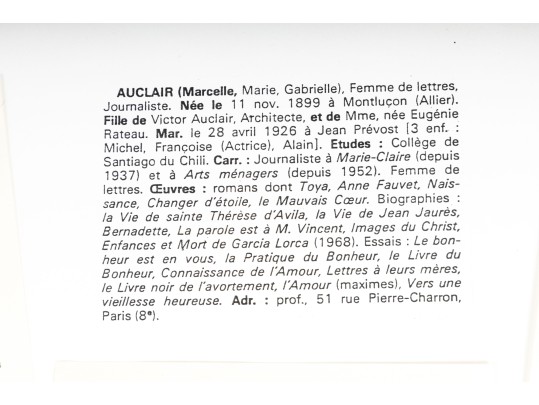 Marcelle Auclair Playwright Letters