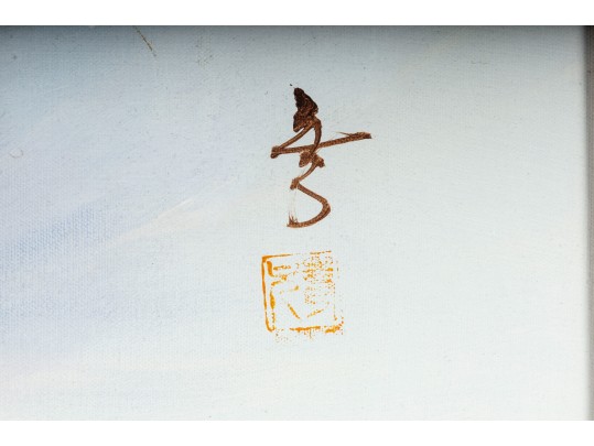 Asian Oil On Masonite Board Still-Life Painting