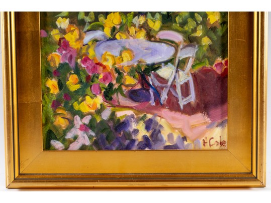 Hannah Cole Buie (American, B. 1955) Oil On Canvas Patio Scene