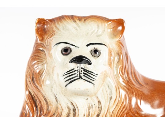 19th Century Staffordshire Earthenware Lion