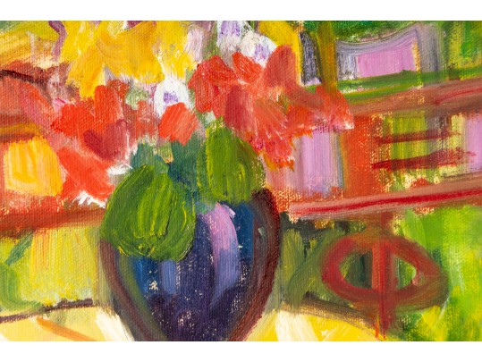 Hannah Cole Buie (American, B. 1955) Oil On Canvas Patio Scene