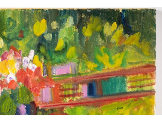 Hannah Cole Buie (American, B. 1955) Oil On Canvas Patio Scene