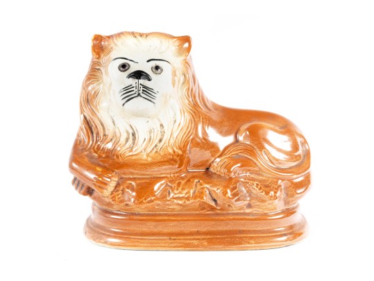 19th Century Staffordshire Earthenware Lion