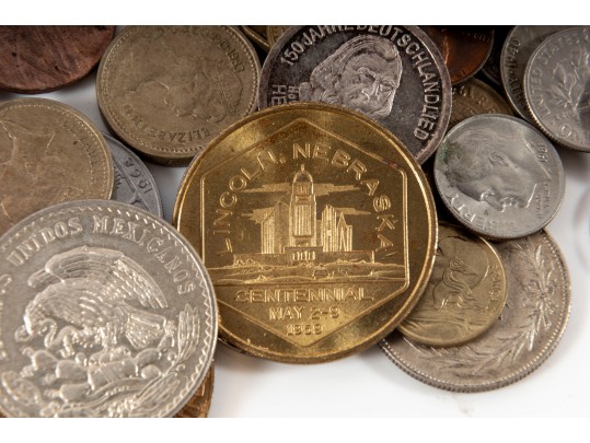 Assorted Foreign Coins And Tokens
