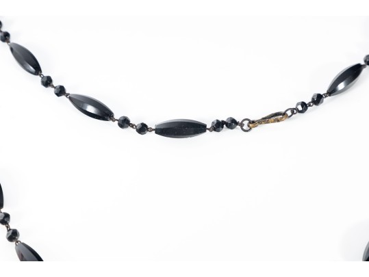 Black Beaded Onyx Antique Necklace