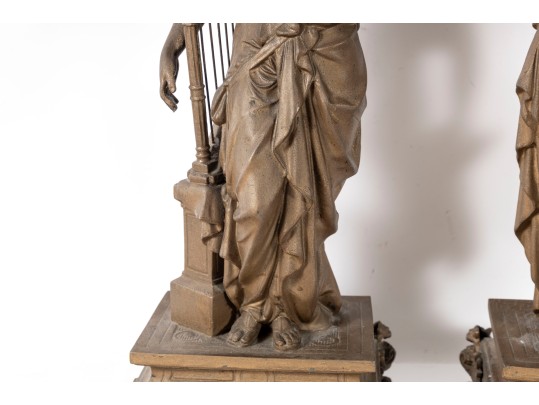 Pair Of Neoclassical Iron Women Figures