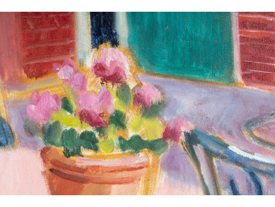 Hannah Cole Buie (American, B. 1955) Oil On Canvas Forecourt Scene