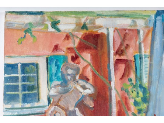 Hannah Cole Buie (American, B. 1955) Oil On Canvas Forecourt Scene