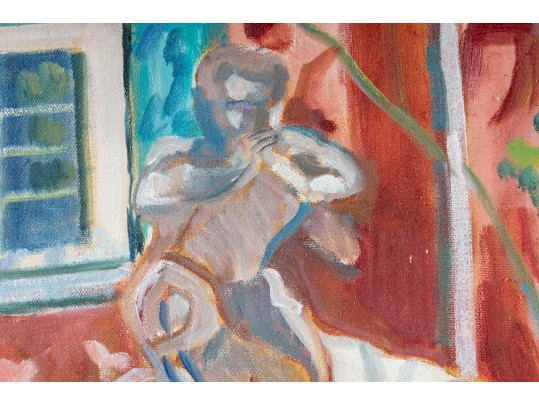 Hannah Cole Buie (American, B. 1955) Oil On Canvas Forecourt Scene