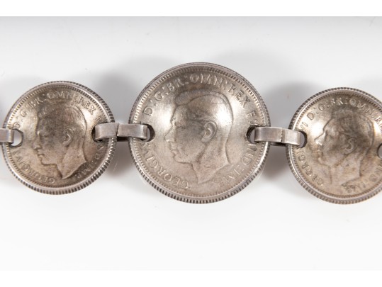 1940's Australian Silver Coin Trench Art Endearment Bracelet
