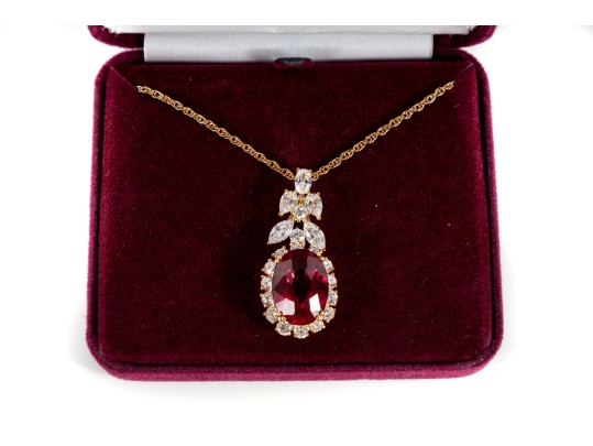 Camrose & Kross Jacqueline Kennedy Line Simulated Ruby Necklace