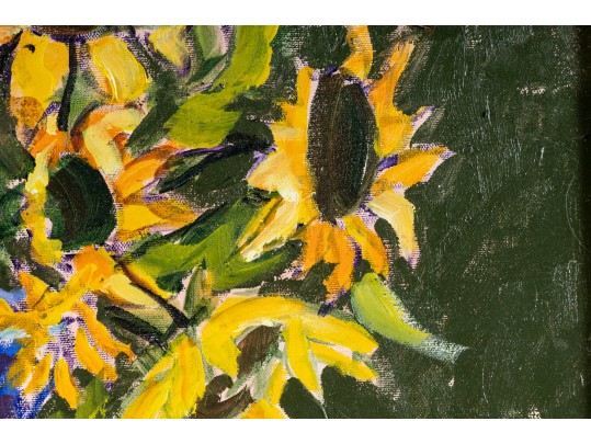 Hannah Cole Buie  (American, B. 1955) Sunflower Oil On Canvas Still Life