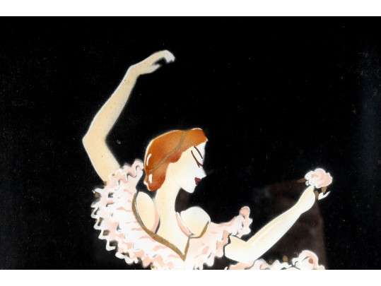 Vintage Signed Art Deco Ballerina Art