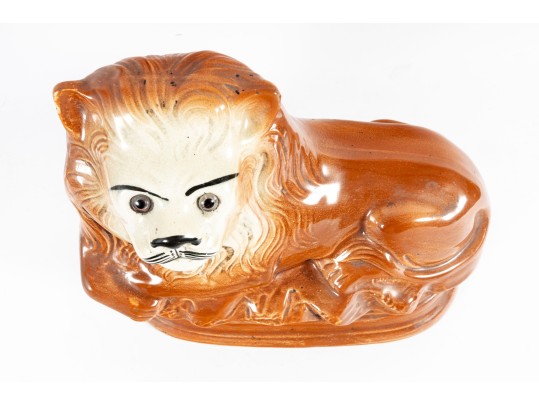 19th Century Staffordshire Earthenware Lion