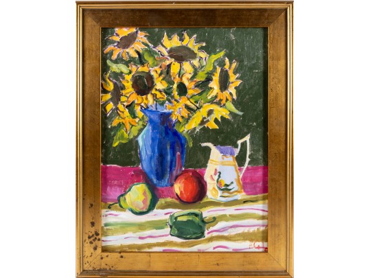 Hannah Cole Buie  (American, B. 1955) Sunflower Oil On Canvas Still Life