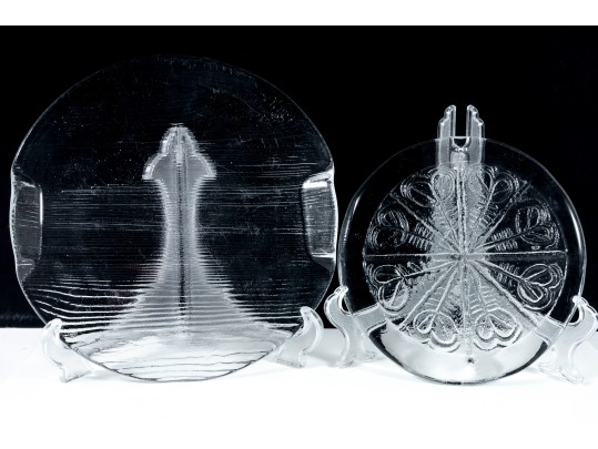 Art Glass Tray & Decorative Pressed Glass Trivet