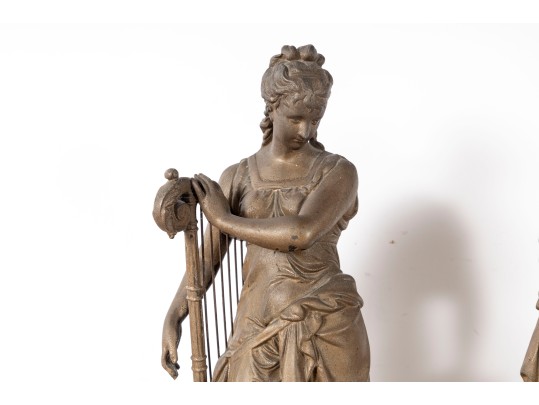 Pair Of Neoclassical Iron Women Figures