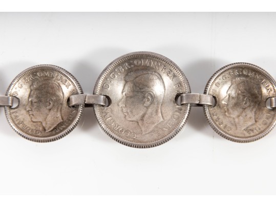 1940's Australian Silver Coin Trench Art Endearment Bracelet