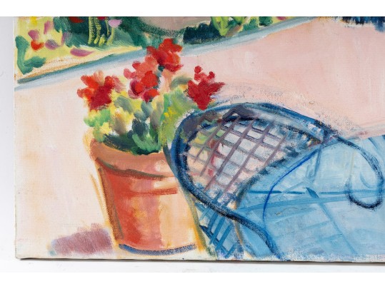 Hannah Cole Buie (American, B. 1955) Oil On Canvas Forecourt Scene