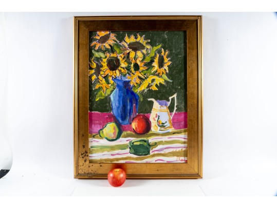 Hannah Cole Buie  (American, B. 1955) Sunflower Oil On Canvas Still Life