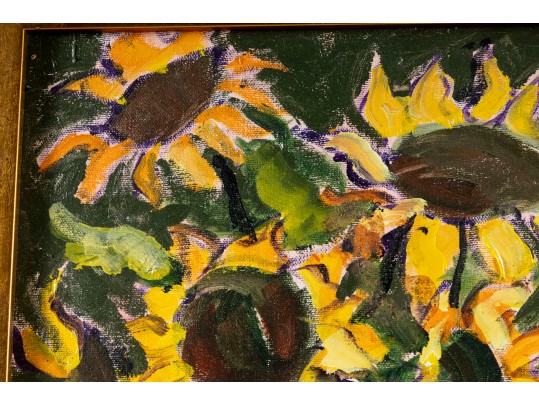 Hannah Cole Buie  (American, B. 1955) Sunflower Oil On Canvas Still Life