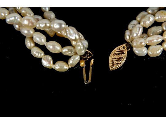 Multi-Threaded Miniature Cultured Pearl Necklace 