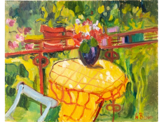 Hannah Cole Buie (American, B. 1955) Oil On Canvas Patio Scene