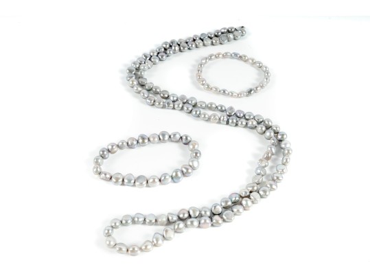 Baroque Pearl Necklace And Bracelets 