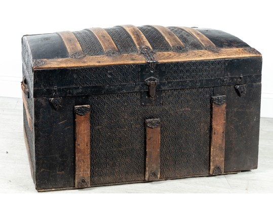 Antique 19th Century Saratoga Style Dome-Top Trunk