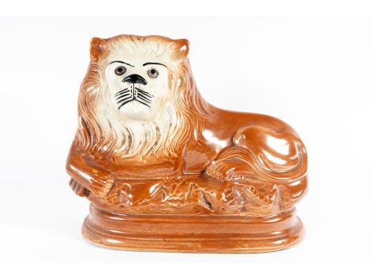 19th Century Staffordshire Earthenware Lion