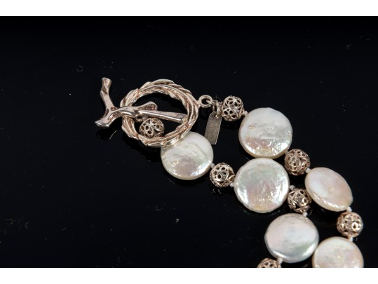 Coin Pearl Necklace, Bracelet, Earrings And Ring Set