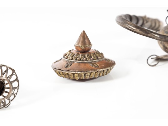 Tibetan Silver Smoking Pipe & Prayer Wheel