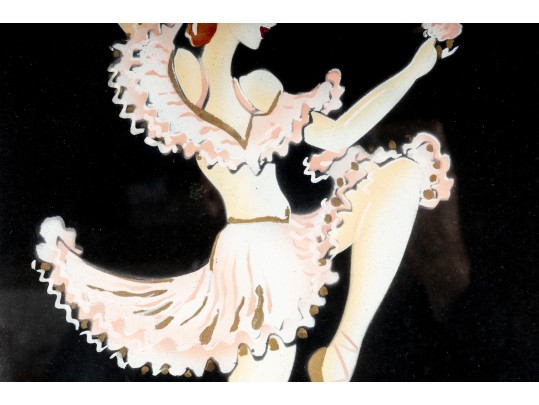 Vintage Signed Art Deco Ballerina Art