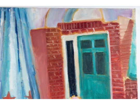 Hannah Cole Buie (American, B. 1955) Oil On Canvas Forecourt Scene