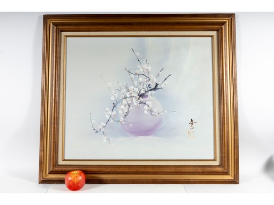 Asian Oil On Masonite Board Still-Life Painting