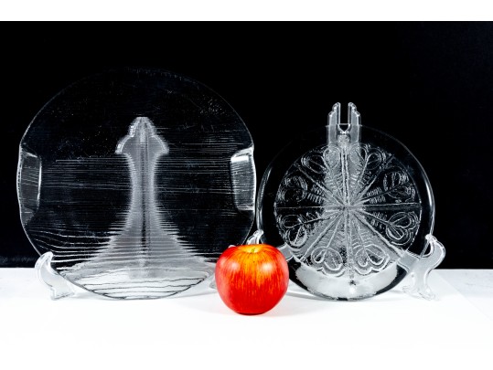 Art Glass Tray & Decorative Pressed Glass Trivet